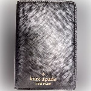 KATE SPADE Staci Saffiano Leather Black Travel Passport Holder Case NWOT